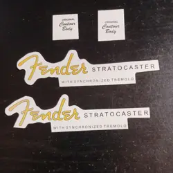 2 (TWO) FENDER STRATOCASTER 1950'S STYLE WATERSLIDE DECALS.  PRE-CUT