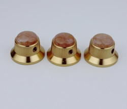 3PCS GOLD GUITAR METAL VOLUME TONE KNOBS FOR FENDER STRATOCASTER STRAT