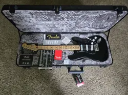 GILMOUR MOD BLACK 60TH ANNIVERSARY FENDER MIM STRATOCASTER WITH FENDER ABS CASE