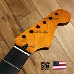 ROASTED MAPLE ROSEWOOD STRAT NECK NITRO SATIN FITS WARMOTH FENDER SR02R