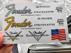 2SET FENDER STRATOCASTER GUITAR CUSTOM SHOP V VINYL UV HEADSTOCK DECALS STICKERS