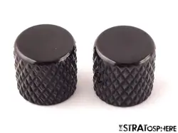 2 FENDER DUFF MCKAGAN DELUXE PRECISION P GUITAR KNOBS, GUITAR BLACK HEAVY KNURL