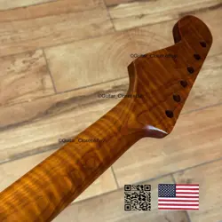ROASTED FLAME MAPLE STAINLESS STRAT GUITAR NECK NITRO SATIN FITS FENDER SM22BO