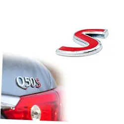 UNIVERSAL 3D METAL RED S BADGE REAR FENDER TRUNK EMBLEM STICKER ACCESSORIES
