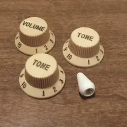 3 VINTAGE FENDER JAPAN STRAT MIJ USA KNOBS GUITAR NATURAL OLD AGED WHITE RELIC