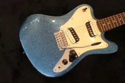 SQUIER BY FENDER SUPER-SONIC USED 2021 POPLAR BODY MAPLE NECK BLUE SPARKLE