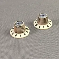 2 VINTAGE 60S REISSUE FENDER RELIC JAZZMASTER KNOBS SLOTTED SET SCREWS WITCH HAT