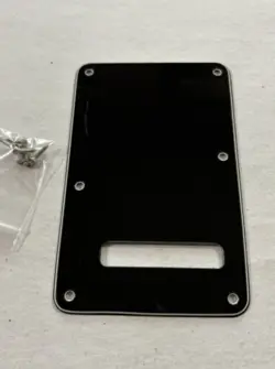 2018 FENDER STRATOCASTER MIM BLACK 3-PLY TREMOLO CAVITY COVER PLATE W/ HW