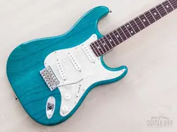 2012 FENDER '62 STRATOCASTER ST62/ASH/MH TRANSPARENT BLUE + HEADSTOCK, JAPAN MIJ