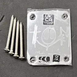 AUTHENTIC FENDER TOM DELONGE STRATOCASTER NECK PLATE & SCREWS FOR STRAT GUITAR