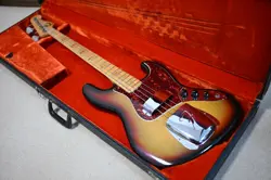 ELECTRIC BASS GUITAR FENDER USA JAZZ SUNBURST 1975 WITH HARD CASE