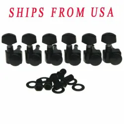BLACK 6 INLINE 2 PIN LOCKING TUNING KEYS TUNERS FOR USA FENDER ST QUALITY