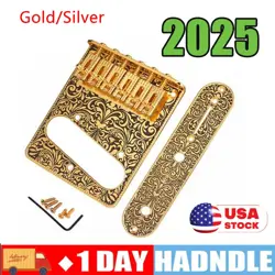GOLD&CHROME FENDER FOR TELECASTER ELECTRIC GUITAR BRIDGE 6-SADDLES CONTROL PLATE