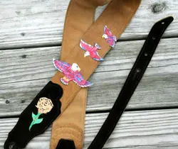 LEATHER GUITAR STRAP ROSE & EAGLE BY JR CHARLIE FAST FOR FENDER STRAT SUEDE