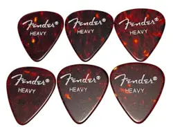 VINTAGE GUITAR PICKS-1980’S FENDER 351-HEAVY GAUGE-TORT CELLULOID LOT OF 6-NOS