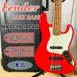 FENDER JAPAN JAZZ BASS 5 STRINGS WITH HARD CASE, RED