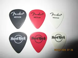 6 PACK FENDER HARD ROCK GUITAR PICKS, MEDIUM GAUGE - #1971