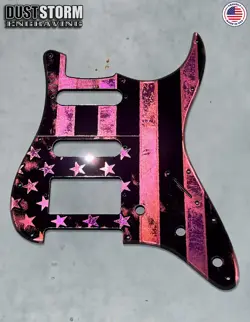 AMERICAN FLAG PICKGUARD TREMOLO COVER PINK ACRYLIC MIRROR FENDER STRATOCASTER
