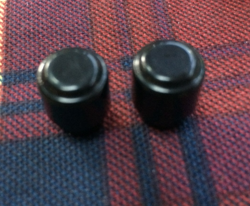 SET OF 2 GENUINE FENDER TELECASTER/TELE GUITAR BLACK ROUND SWITCH TIP KNOBS