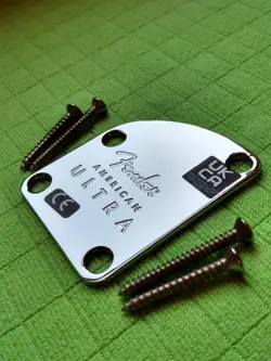 FENDER AMERICAN ULTRA NECK PLATE FOR STRATOCASTER OR TELECASTER CONTOURED CHROME