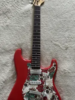 CUSTOM FENDER STRATOCASTER STYLE RED FLORAL ELECTRIC GUITAR BUILD