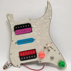 FITS FENDER STRAT GUITAR PREWIRED LOADED PICKGUARD ALNICO 5 HUMBUCKER PICKUP SET
