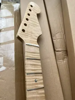4A ELECTRIC GUITAR NECK 21 FRET ROASTED FLAME MAPLE START FOR DIY FENDER ST