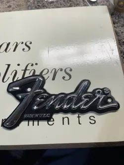 VINTAGE FENDER 1960�S METAL AMPLIFIER LOGO PIECE