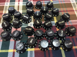 HUGE LOT OF 4-SPOKE STRATOCASTER GUITAR BLACK CONTROL KNOBS FOR FENDER STRAT