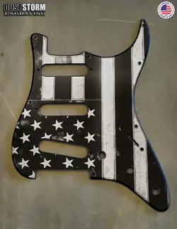 AMERICAN FLAG PICKGUARD IN GUN METAL GRAY ACRYLIC MIRROR FOR FENDER STRATOCASTER