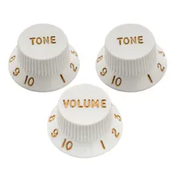 MUSICLILY ULTRA WHITE UNIVERSAL KNOB 2 TONE 1 VOLUME SET FOR FENDER STRAT GUITAR
