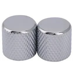 MUSICLILY PRO 2PCS CHROME METRIC STEEL FLAT KNOBS FOR IMPORT FENDER TELE GUITAR