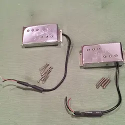 2 FENDER LOGO WIDE RANGES NATURAL NOS RELIC CHROME COVERS 5-WIRE PICKUPS G&B CO.