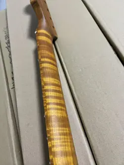 4A TIGER ROASTED FLAME MAPLE ELECTRIC GUITAR NECK 22 FRET NITRO FOR FENDER STRAT