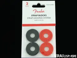 FENDER CORY WONG STRAT 4 STRAP BLOCKS STRAP LOCKING SYSTEM, BLACK & RED