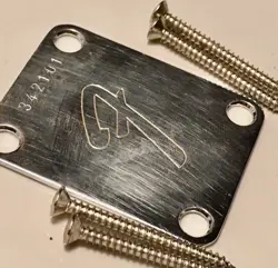 VINTAGE FENDER 1972 REISSUE SERIAL F LOGO NECK PLATE CUSTOM AGED RELIC + SCREWS