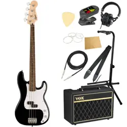 SQUIER BY FENDER SONIC PRECISION BASS LRL BLK ELECTRIC BASS WITH VOX AMPLIFIER 1