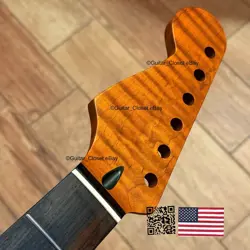 LEFTY-REVERSE ROASTED FLAMED MAPLE ROSEWOOD STRAT NECK LEFT FITS FENDER LSR223