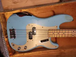 2012 FENDER CUSTOM SHOP PRECISION BASS DAPHNE BLUE OVER SUNBURST HEAVY RELIC