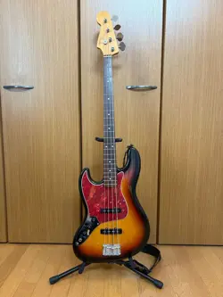 ELECTRIC BASS GUITAR FENDER JAPAN JB62-L LEFT HANDED SUNBURST S/N N038320 & CASE