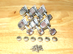 FENDER 1969 CHROME TRAPEZOID F LOGO TUNERS