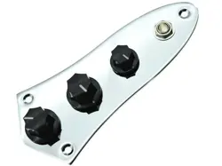 *NEW LOADED CONTROL PLATE FOR FENDER JAZZ BASS POTS, PLATE, WIRING & JACK CHROME