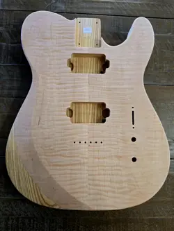 TELECASTER-STYLE GUITAR BODY, CHAMBERED ASH, FLAME MAPLE, HH