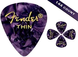 NEW FENDER 351 PREMIUM CELLULOID PICKS (144) THIN, PURPLE MOTO, #198-2351-176