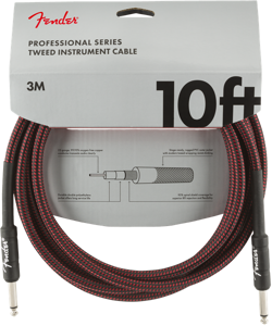 GENUINE FENDER PROFESSIONAL SERIES GUITAR/INSTRUMENT CABLE - RED TWEED - 10' FT