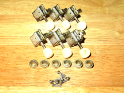 FENDER 1962 KLUSON NICKEL DELUXE SINGLE LINE INLINE TUNER W/ WHITE OVAL KEYS