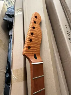 5A TIGER FLAME ROASTED MAPLE TL GUITAR NECK 22 FRET NITRO SATIN FOR FENDER TELE