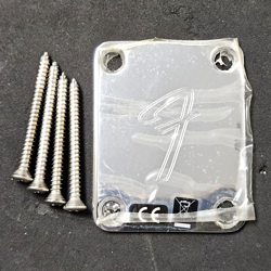 NOS FENDER CHROME F LOGO NECK PLATE & SCREWS - STRAT / TELE ELECTRIC GUITAR