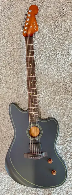 FENDER ACOUSTASONIC STANDARD JAZZMASTER ACOUSTIC ELECTRIC GUITAR, BLACK - DEMO