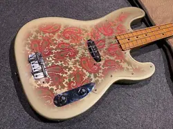 FENDER JAPAN PRECISION BASS GOLD PAISLEY USED 1999-2002 MAPLE NECK W/SOFT CASE